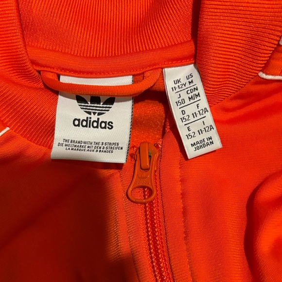 Boys Adidas Superstar Track Jacket – Orange/White – Size M - Picture 3 of 3